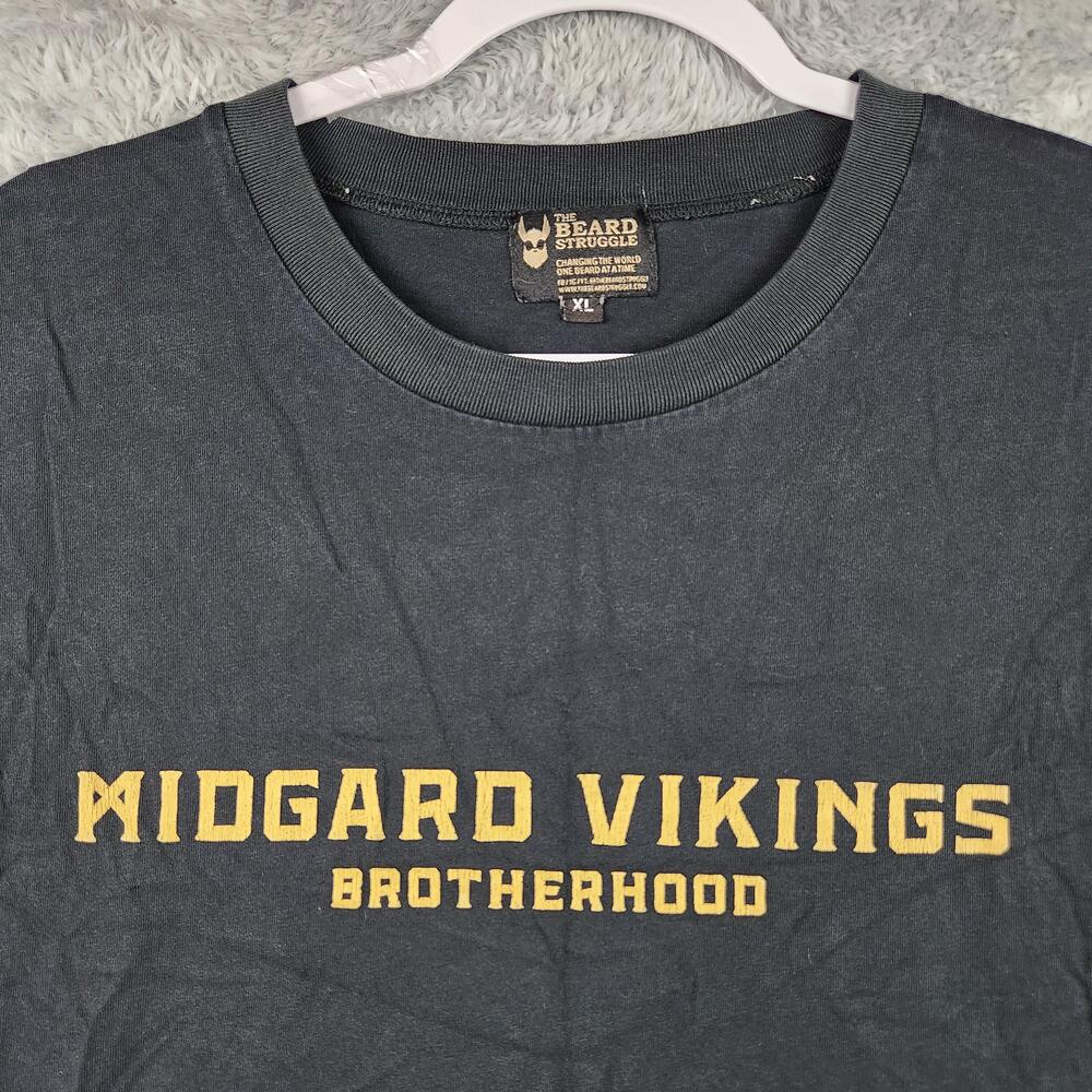 The Beard Struggle Shirt Mens XL Black Midgard Vikings Brotherhood Graphic Tee